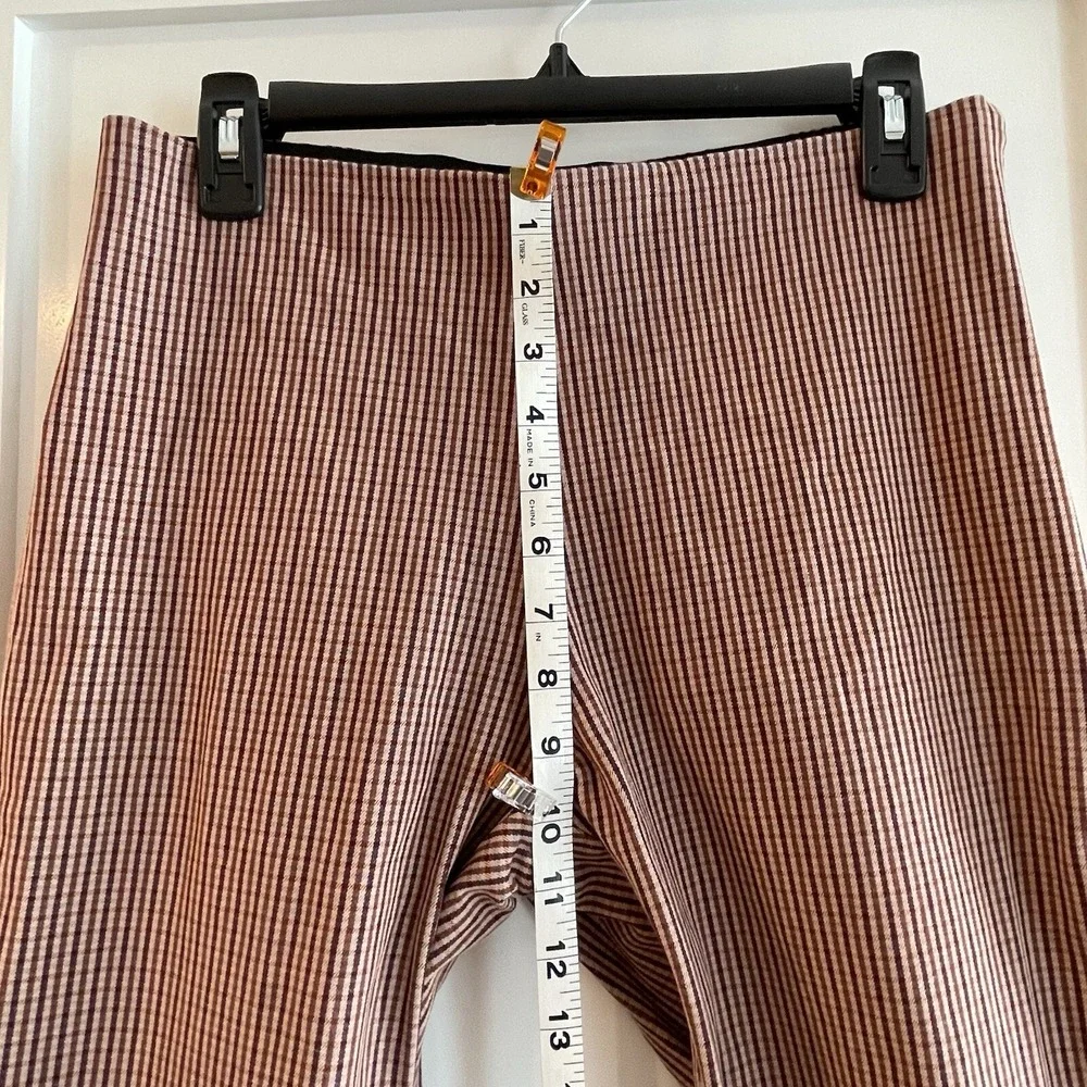 A New Day Womens Pants Side Zip Stretch Ankle High Rise Plaid Size 8‎ Brown Pink